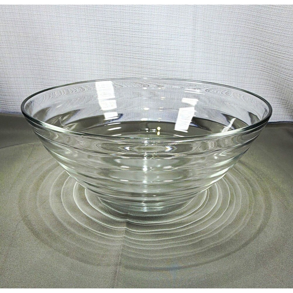 Bormioli Rocco Viva 9 Inch Ribbed Clear Tempered Glass Salad Mixing Serving Bowl